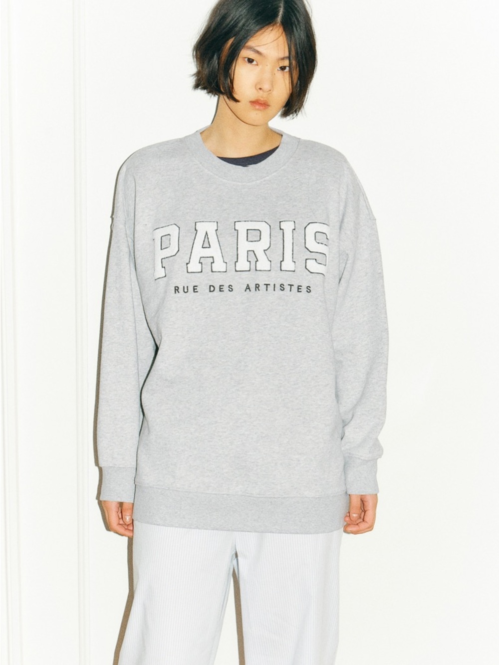 H&M Paris Graphic Oversized Long Length Crewneck Sweater